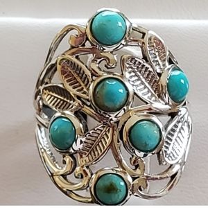 Genuine Arizona Turquoise Leaves Ring Size 7